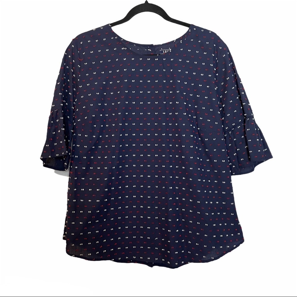 IZOD Red White and Blue Top with Bell Sleeve Sz.L